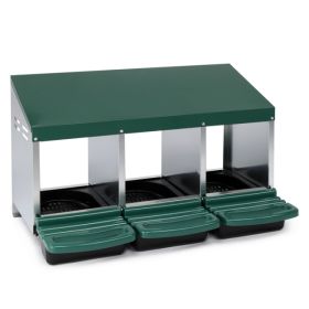 3 Compartment Roll Out Chicken Nesting Box With Plastic Basket, Egg Nest Box Chicken Laying Box Hens Chicken Coop Box, Green (Option: 52046608)