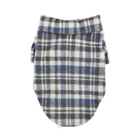 Flannel Dog Shirt (Color: Gray and Blue Plaid, size: large)