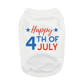 Happy 4th of July Dog Shirt (Color: White, size: 3X-Large)