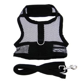 Cool Mesh Dog Harness with Leash (Color: Solid Black, size: large)