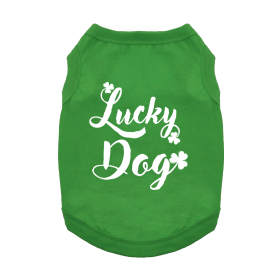 Lucky Dog Dog Shirt (Color: Emerald Green, size: large)
