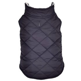 Reversible Fleece Lined Puffer Dog Coat (Color: Black and White Plaid, size: X-Small)